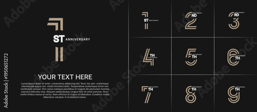 Anniversary set design with double line number. brown and white color for celebration event