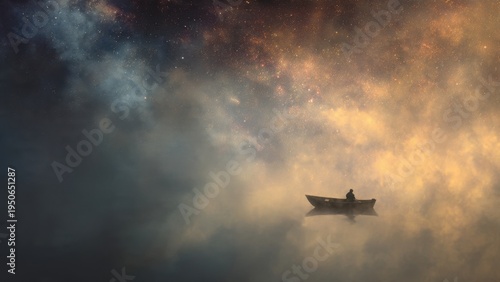 Solitary Voyage Through a Starry, Misty Cosmos