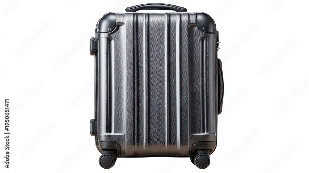 Fototapeta premium business travel suitcase airport centered composition full body isolated on pure white background studio lighting no shadow under subject high detail sharp focus commercial product photography no env