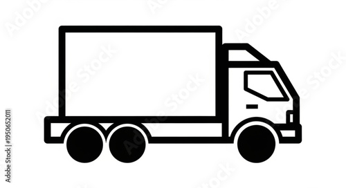 Delivery Truck Icon - Streamlined Transportation Symbol in Black and White.