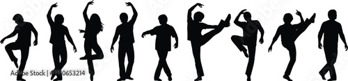 Silhouettes of dancers in various ballet poses