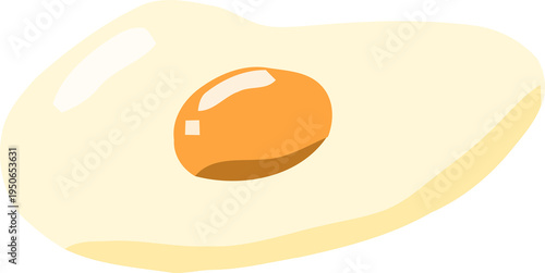 Photos A simple illustration of a sunny-side up fried egg with a vibrant orange yolk and creamy white albumen