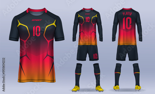 t-shirt sport design template, Soccer jersey mockup for football club. uniform front and back view.	