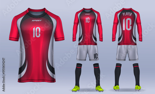 t-shirt sport design template, Soccer jersey mockup for football club. uniform front and back view.	