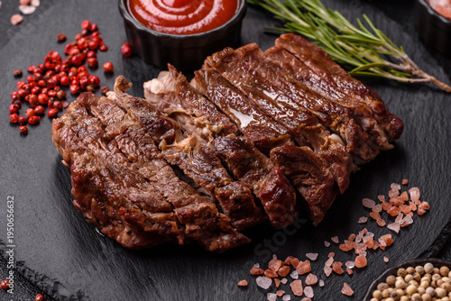 Canvastavla Steak, beef or pork meat grilled or barbecued with salt and spices