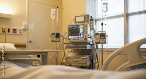 Wallpaper Mural Modern hospital room with medical equipment and iv drips in soft light Torontodigital.ca