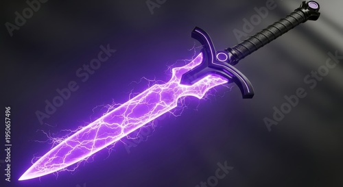 Wallpaper Mural Electric energy sword with vibrant purple lightning and black handle Torontodigital.ca