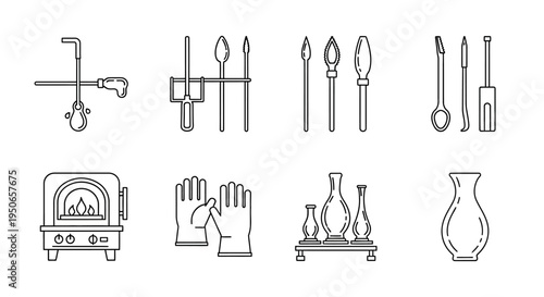 Assorted laboratory equipment and glassware including gloves, scales, and pipettes for science context.