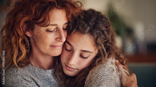 Mother And Teenage Daughter Hugging Emotional Family Moment