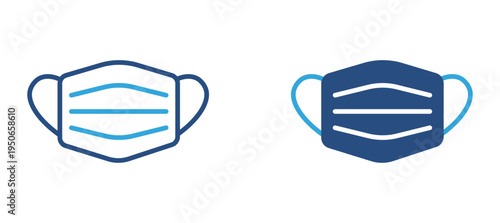 Medical face mask icon set. Protective mask for healthcare, virus protection and hygiene concept. Vector illustration.