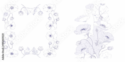 Delicate floral arrangement featuring pale blue poppy blossoms and stems