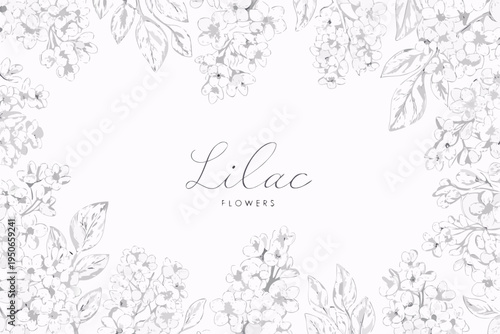 Delicate lilac flower illustration with calligraphy and a soft background