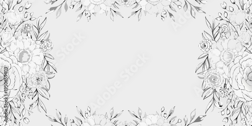 Elegant floral frame with delicate blossoms and leafy branches