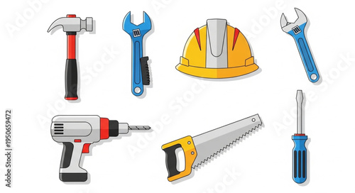Collection of various construction and repair tools.