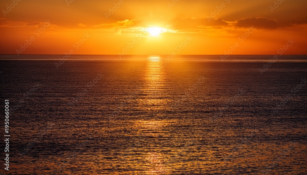 Fototapeta premium Beautiful Sunrise Over The Ocean With Golden Light Reflecting On The Water Surface