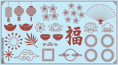Chinese New Year Icons and Symbols Collection lantern