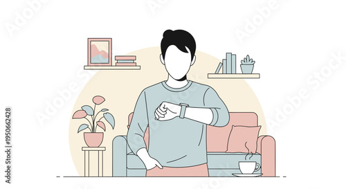 Man checking his smartwatch while sitting on a couch.