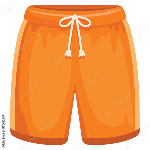 Orange casual shorts featuring white drawstring ideal for summer activities isolated on white background apparel design