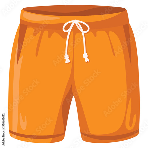 Orange casual shorts with white drawstring perfect for summer activities isolated on white background fashion illustration