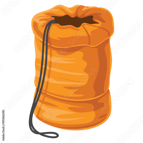 Outdoor orange storage bag illustration perfect for camping hiking travel gear organization and adventure themed design concepts