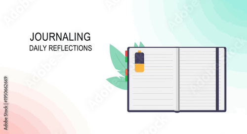 Open Journal with Handwritten Notes and Bookmark.