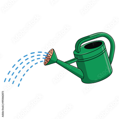 Plastic watering can flat vector illustration isolated on white background garden tool design element for irrigation plant care and home gardening themes