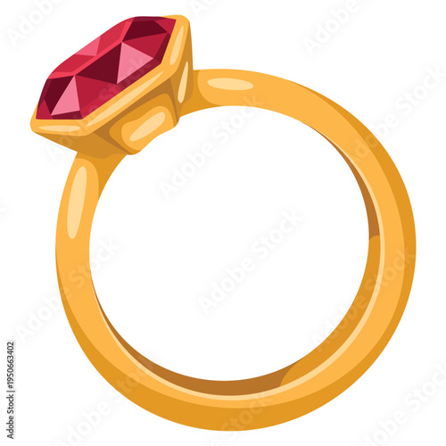 Red ruby ring icon cartoon vector with gold gift sale concept stylish accessory design for jewelry promotion fashion and luxury themes