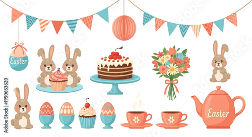 Easter Celebration Food and Decorations Collection.