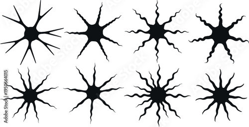 Collection of neuron cells isolated on transparent background