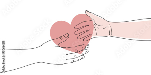 Hands Passing a Heart Symbol giving receiving