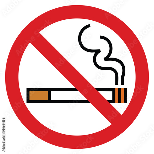 Simple no smoking red vector icon isolated on white background for web design perfect for prohibition sign public health and safety awareness projects