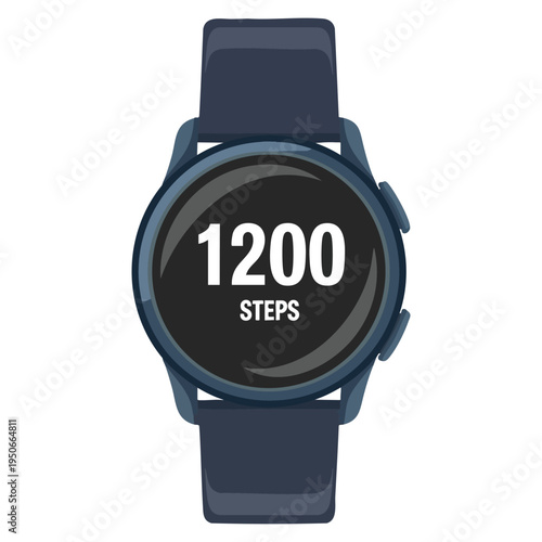 Smart watch icon cartoon vector featuring sport app and digital step tracking technology concept illustration