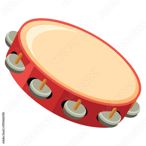 Spain country tambourine icon in cartoon style isolated on white background stock vector illustration suitable for festival music themes