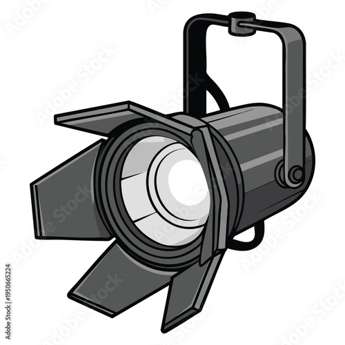 Spotlight icon in monochrome style isolated on white background light source symbol stock vector illustration ideal for stage lighting cinema and focus themes