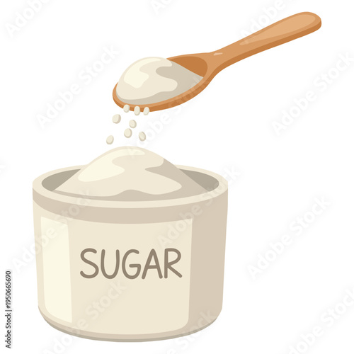 Sugar ingredient vector illustration isolated object perfect for dessert baking kitchen cooking packaging and sweet food themed artwork