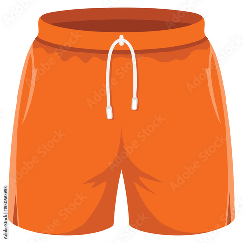 Summer orange casual shorts with white drawstring isolated on white background perfect for seasonal activities illustration
