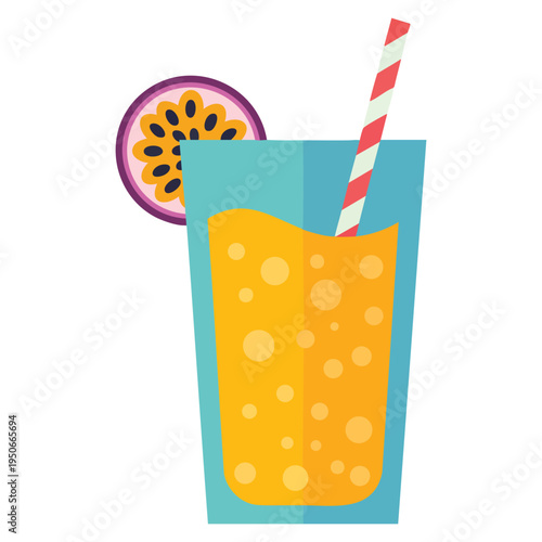 Summer passion fruit cocktails colourful flat vector illustration suitable for beverage menu tropical bar promotion and festive drink design concepts