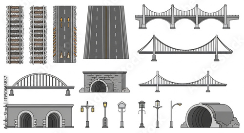 Collection of transportation infrastructure elements and structures.