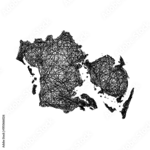 Sketch Syddanmark outline map design