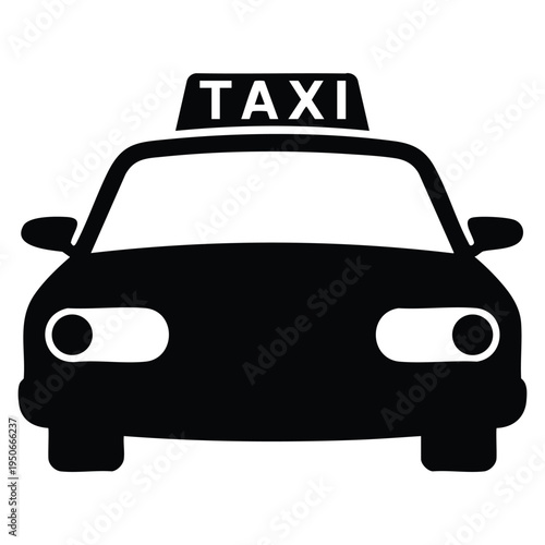 Taxi icon black and white silhouette vector illustration suitable for transport service logo city travel symbol and urban mobility themed design