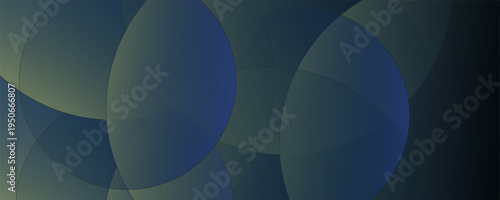 Abstract background with a dark blue background featuring overlapping translucent circles. Blue and yellow hues create a smooth texture. Minimal abstract circles vector gradient background