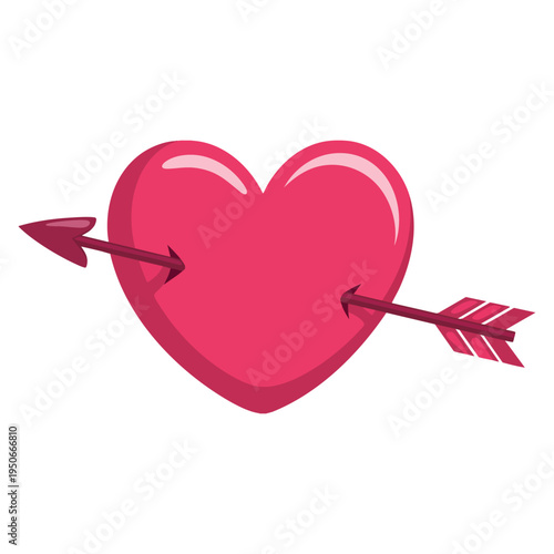 Valentines day lovestruck arrow through heart vector icon suitable for romantic love passion relationship and holiday design themes