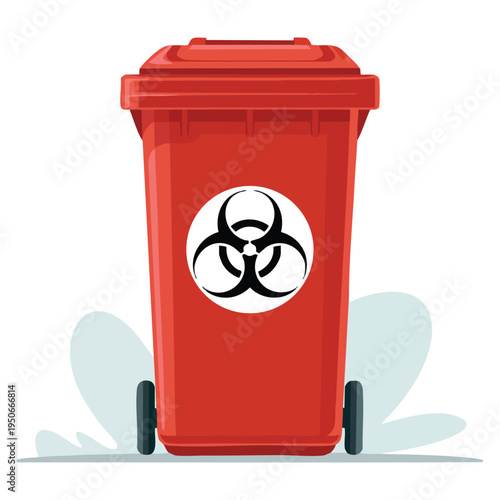 Vector design of medical waste bin with contaminated waste sign and bio hazard label healthcare disposal container illustration for safety themes
