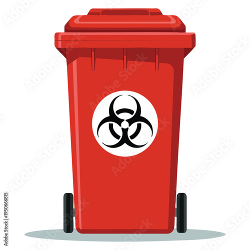 Vector design medical waste bin with bio hazard label and contaminated waste sign ideal for healthcare safety and hazardous material disposal
