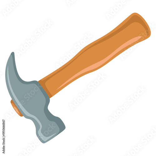 Vector hammer in flat design isolated on a white background, useful construction tool graphic for maintenance, carpentry and equipment themed visuals