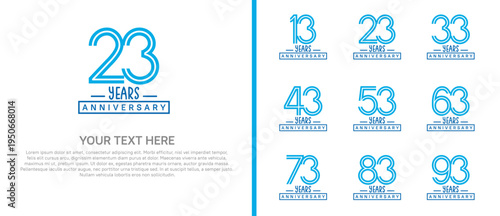 anniversary logo set. blue color on white background for celebration moment