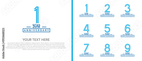 anniversary logo set. blue color on white background for celebration moment