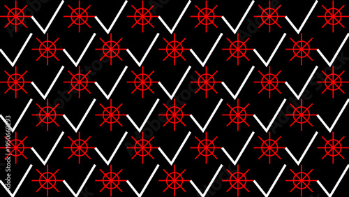 Nautical Pattern with Helm and Checkmarks