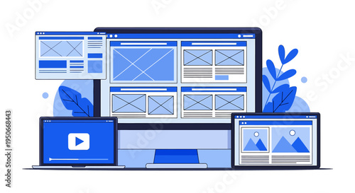 Digital Devices Showing Various Screen Displays.