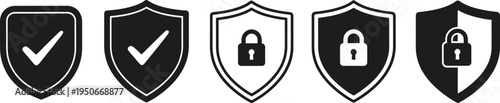 Security icons with shield and lock symbols
